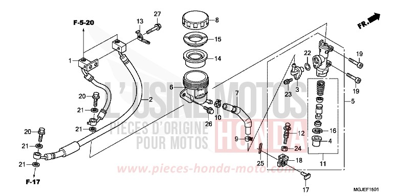 REAR BRAKE MASTERCYLINDER (CBF1000FA/FT/FS) de CBF1000F ABS PEARL SIENA RED (R320) 2012
